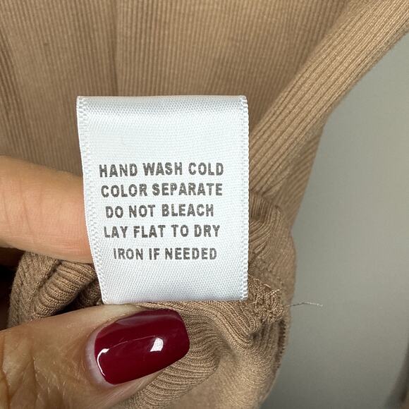 Bohme Noelle Ribbed Open Back Beige Bodysuit Medium Long Sleeve Chic‎ Classic - Picture 10 of 10